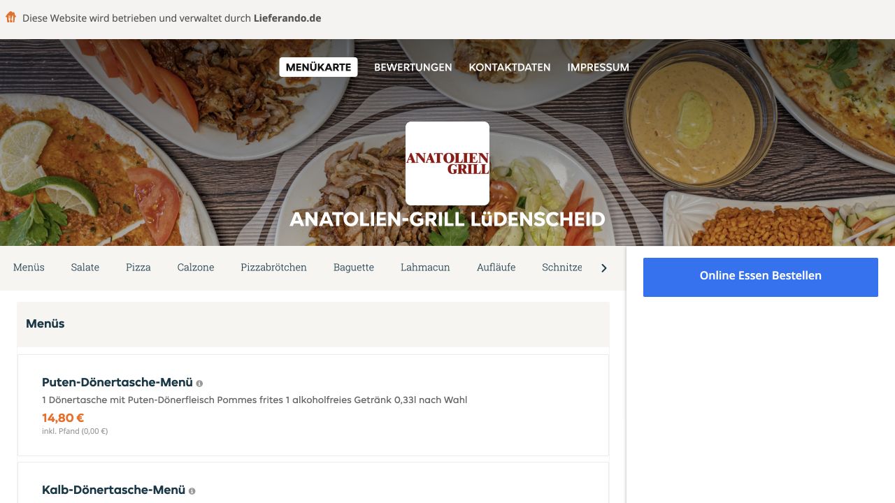 Aktueller öffentlicher Restaurantauftritt – eigener Screenshot vom 24. Oktober 2026